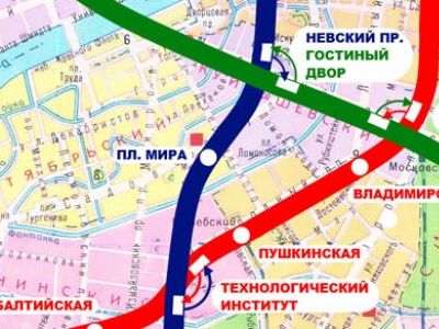 Фрагмент карты Ленинградского метрополитена (1970-е): www.mirmetro.net