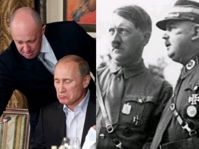 Путин и Пригожин; Гитлер и Рём. Фото: АР