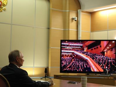 Путин на видеосвязи со Всемирным русским народным собором, 28.11.23. Фото: kremlin.ru