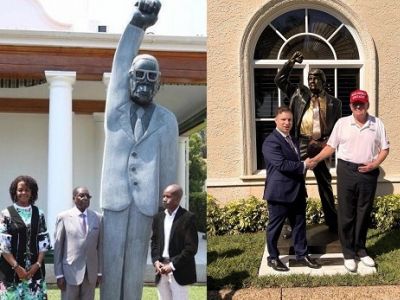 Роберт Мугабе (Зимбабве) и Дональд Трамп на открытии памятников самим себе. Фото: соцсети Роберт Мугабе (Зимбабве) и Дональд Трамп на открытии памятников самим себе. Фото: соцсети