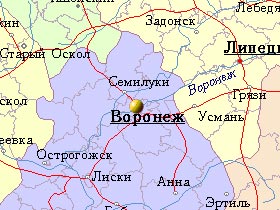 Карта Воронежской области. Фото с сайта vm.msun.ru (с)