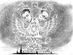 Медведев и Путин. Изображение с сайта www.zavtra.ru