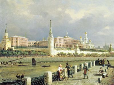 "Вид Московского Кремля". Художник: П.П.Верещагин. 1879, фрагмент "Вид Московского Кремля". Художник: П.П.Верещагин. 1879, фрагмент