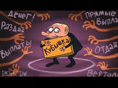 Путин, "кубышка" и требование выплат. Карикатура С.Елкина: dw.com