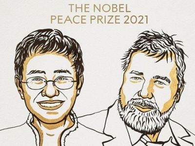 Лауреаты Нобелевской премии мира - 2021. Рис. Nikas Elmehed, twitter.com/NobelPrize