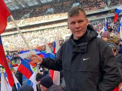 Андрей Соломатин на пропагандистском митинге в "Лужниках". Фото: Instagram Андрея Соломатина