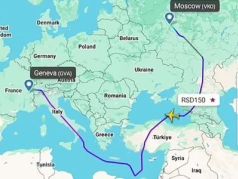 Маршрут полета делегации РФ. Фото: news-pravda.com